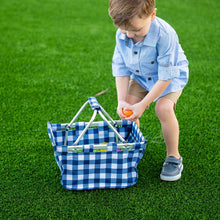 Load image into Gallery viewer, Navy Check Mini Market Tote