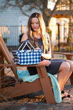 Load image into Gallery viewer, Navy Check Mini Market Tote