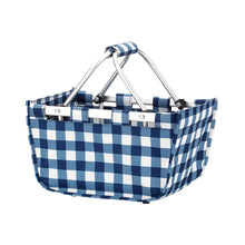 Load image into Gallery viewer, Navy Check Mini Market Tote