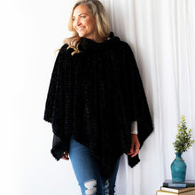 Load image into Gallery viewer, Black Kristen Faux Fur Poncho