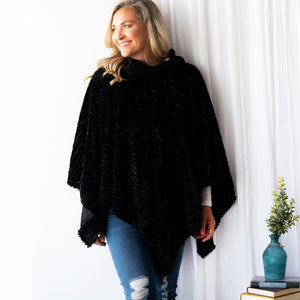 Black Kristen Faux Fur Poncho