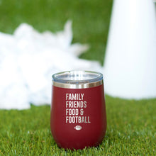 Load image into Gallery viewer, Family, Friends, Food &amp; Football 12oz Tumbler