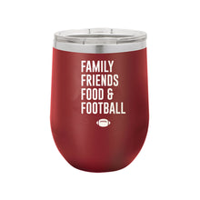 Load image into Gallery viewer, Family, Friends, Food &amp; Football 12oz Tumbler