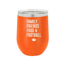 Load image into Gallery viewer, Family, Friends, Food &amp; Football 12oz Tumbler