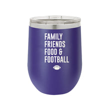 Load image into Gallery viewer, Family, Friends, Food &amp; Football 12oz Tumbler