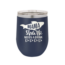 Load image into Gallery viewer, Mama Shark Navy 12oz Insulated Tumbler