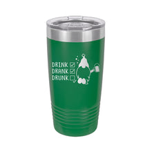 Load image into Gallery viewer, Gnomies Drink, Drank, Drunk Green 20oz Insulated Tumbler