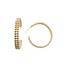 Load image into Gallery viewer, Gold Beaded Hoop Earrings