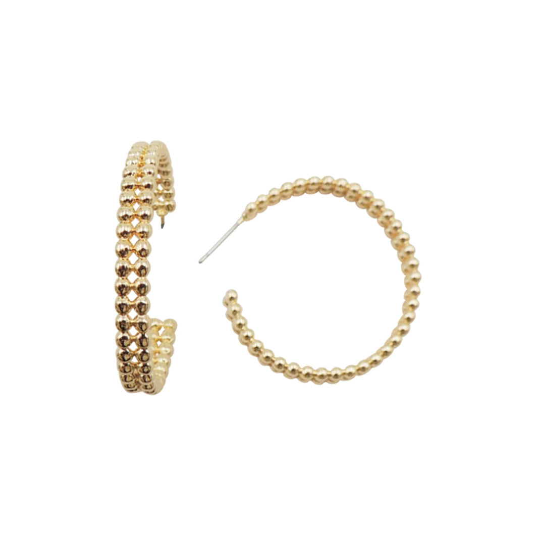 Gold Beaded Hoop Earrings